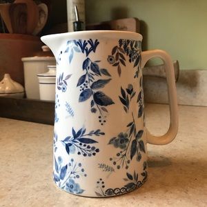 Blue and white watercolor floral pitcher SOLD